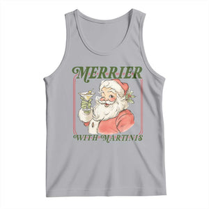 Merrier With Martinis Tank Top Funny Retro Santa Christmas Cocktail Lover TS02 Athletic Heather Print Your Wear