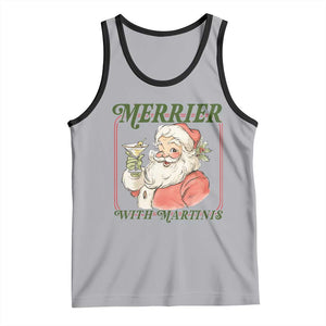 Merrier With Martinis Tank Top Funny Retro Santa Christmas Cocktail Lover TS02 Athletic Heather Black Print Your Wear