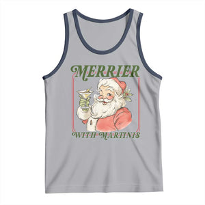 Merrier With Martinis Tank Top Funny Retro Santa Christmas Cocktail Lover TS02 Athletic Heather Navy Print Your Wear