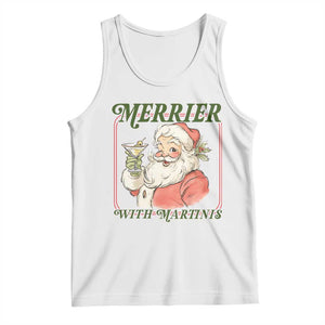 Merrier With Martinis Tank Top Funny Retro Santa Christmas Cocktail Lover TS02 White Print Your Wear