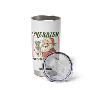 Merrier With Martinis Tumbler Cup Funny Retro Santa Christmas Cocktail Lover TS02 Print Your Wear