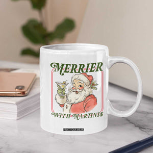 Merrier With Martinis Coffee Mug Funny Retro Santa Christmas Cocktail Lover TS02 Print Your Wear
