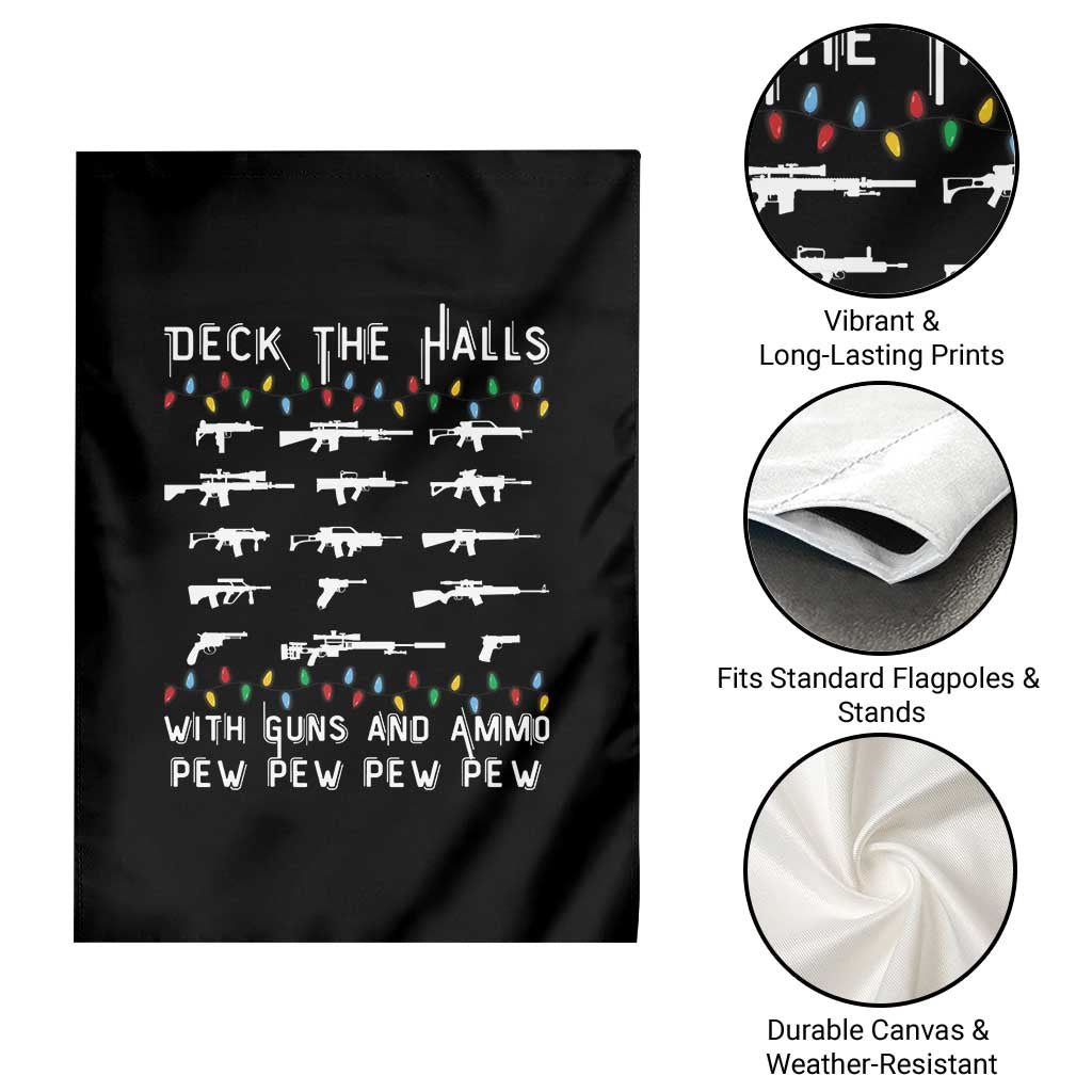 Deck the Halls with Guns and Ammo Garden Flag Funny Pew Pew Christmas Meme for Second Amendment Fans TS02 Print Your Wear