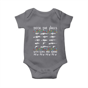 Deck the Halls with Guns and Ammo Baby Onesie Funny Pew Pew Christmas Meme for Second Amendment Fans TS02 Charcoal Print Your Wear