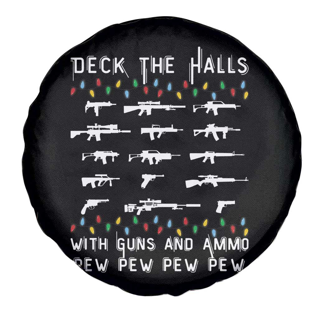 Deck the Halls with Guns and Ammo Spare Tire Cover Funny Pew Pew Christmas Meme for Second Amendment Fans TS02 Print Your Wear