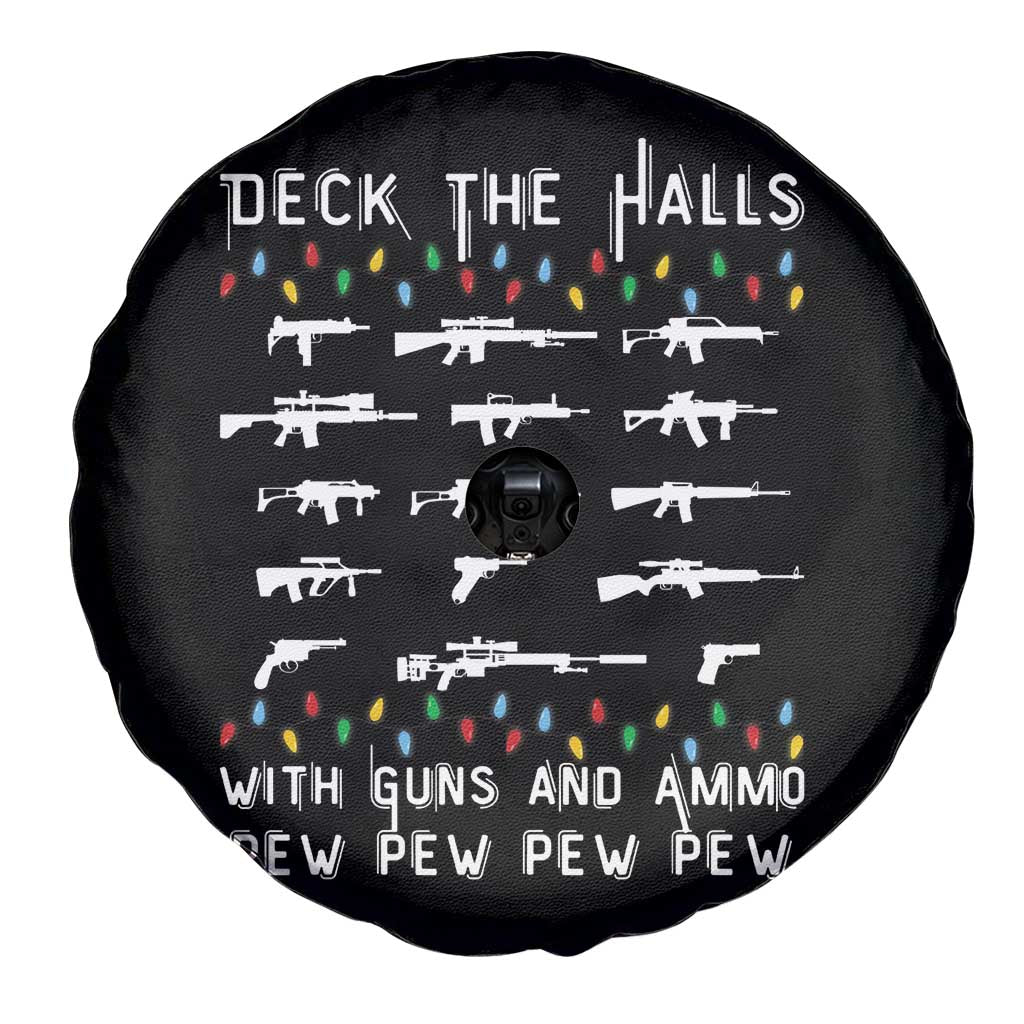 Deck the Halls with Guns and Ammo Spare Tire Cover Funny Pew Pew Christmas Meme for Second Amendment Fans TS02 Print Your Wear