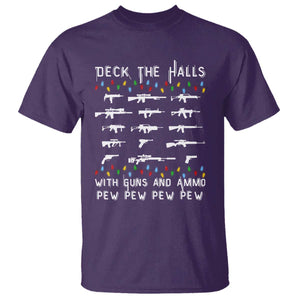 Deck the Halls with Guns and Ammo T Shirt Funny Pew Pew Christmas Meme for Second Amendment Fans TS02 Purple Print Your Wear