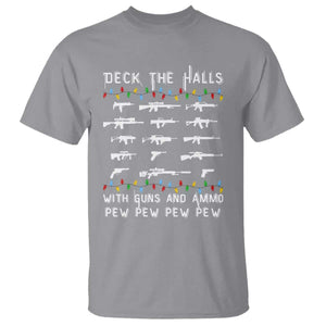 Deck the Halls with Guns and Ammo T Shirt Funny Pew Pew Christmas Meme for Second Amendment Fans TS02 Sport Gray Print Your Wear