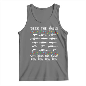 Deck the Halls with Guns and Ammo Tank Top Funny Pew Pew Christmas Meme for Second Amendment Fans TS02 Black Heather Print Your Wear