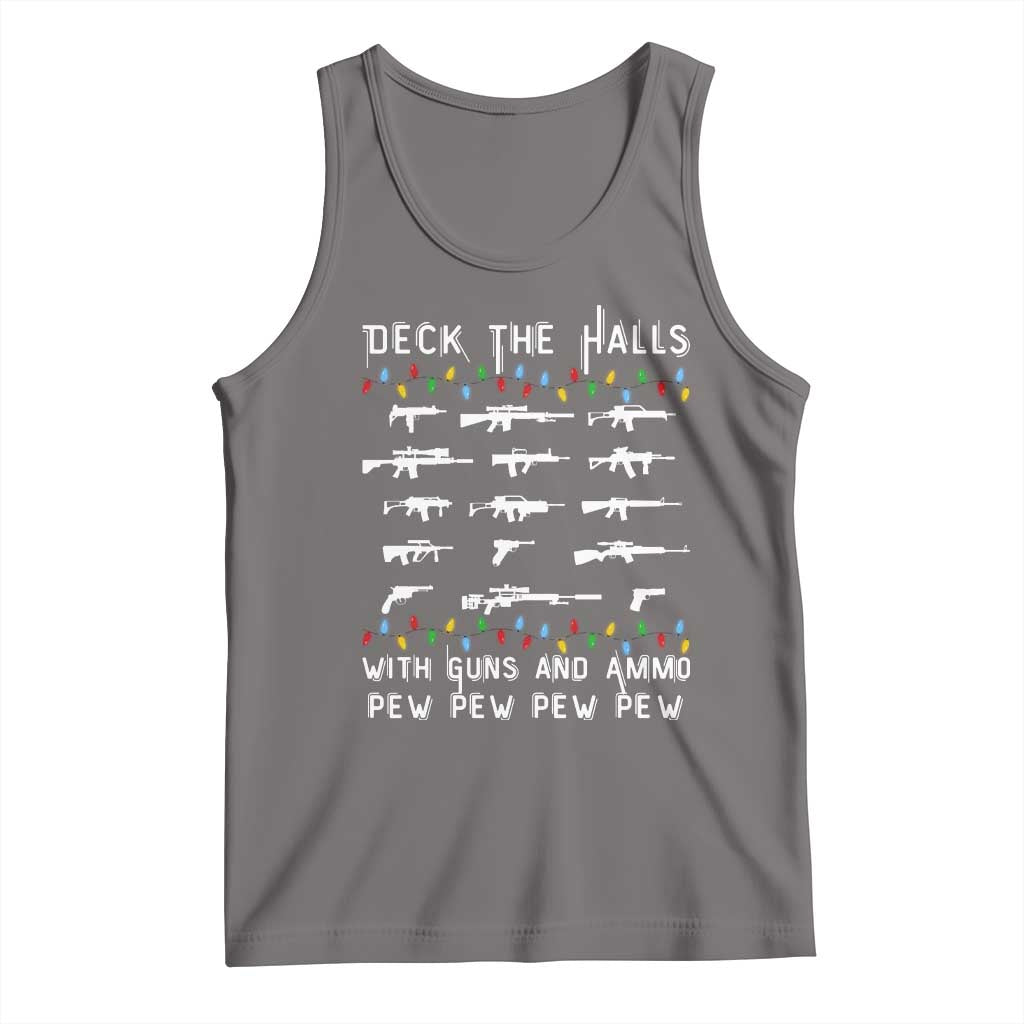 Deck the Halls with Guns and Ammo Tank Top Funny Pew Pew Christmas Meme for Second Amendment Fans TS02 Deep Heather Print Your Wear