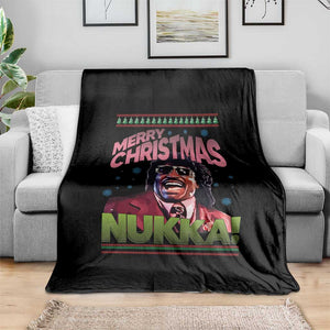 Funny Retro Merry Christmas Nukka Parody Throw Blanket Xmas Throwback Parody Urban Comedy TS02 Print Your Wear