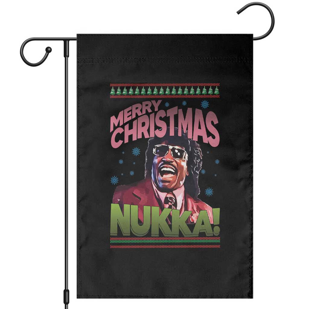 Funny Retro Merry Christmas Nukka Parody Garden Flag Xmas Throwback Parody Urban Comedy TS02 Black Print Your Wear