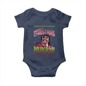 Funny Retro Merry Christmas Nukka Parody Baby Onesie Xmas Throwback Parody Urban Comedy TS02 Navy Print Your Wear