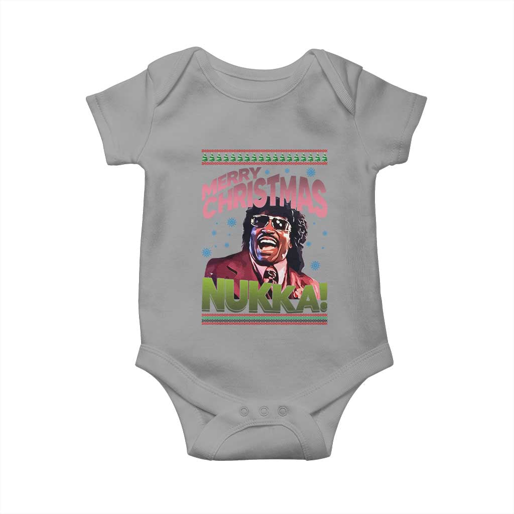 Funny Retro Merry Christmas Nukka Parody Baby Onesie Xmas Throwback Parody Urban Comedy TS02 Sport Gray Print Your Wear