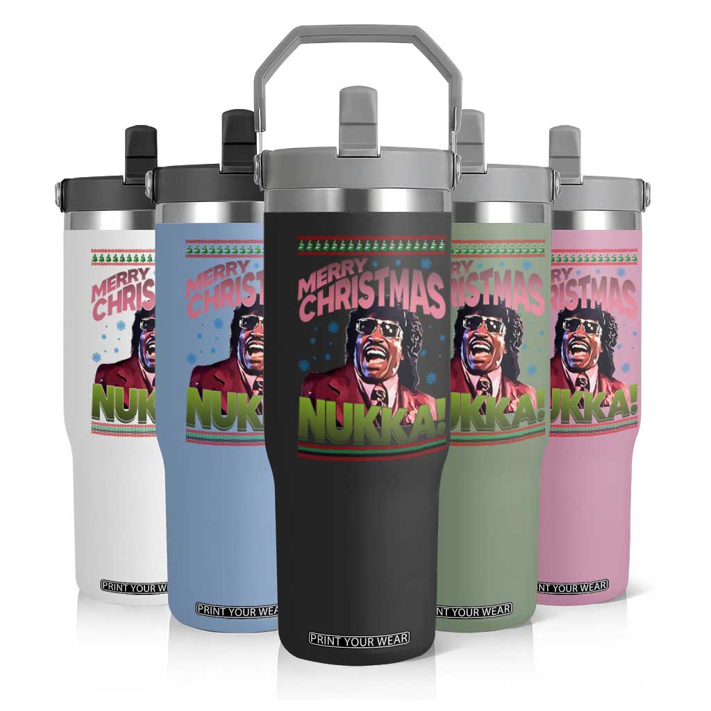 Funny Retro Merry Christmas Nukka Parody Flip Straw Tumbler Xmas Throwback Parody Urban Comedy TS02 Print Your Wear
