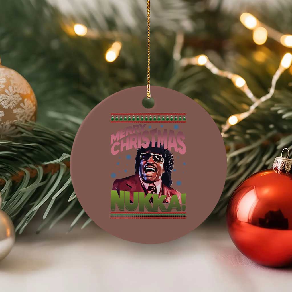Funny Retro Merry Christmas Nukka Parody Ceramic Ornament Xmas Throwback Parody Urban Comedy TS02 1pc Mocha Print Your Wear