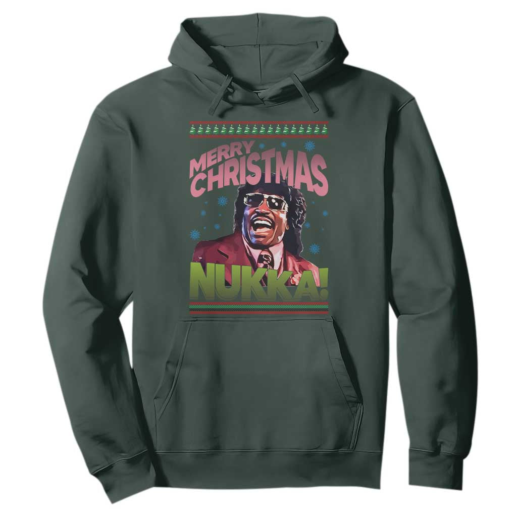 Funny Retro Merry Christmas Nukka Parody Hoodie Xmas Throwback Parody Urban Comedy TS02 Dark Forest Green Print Your Wear