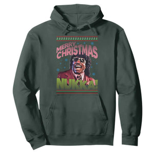Funny Retro Merry Christmas Nukka Parody Hoodie Xmas Throwback Parody Urban Comedy TS02 Dark Forest Green Print Your Wear
