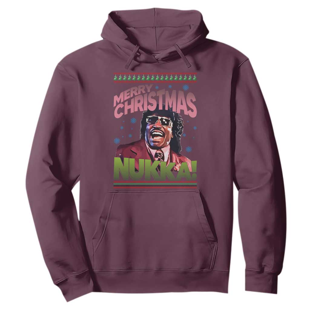 Funny Retro Merry Christmas Nukka Parody Hoodie Xmas Throwback Parody Urban Comedy TS02 Maroon Print Your Wear