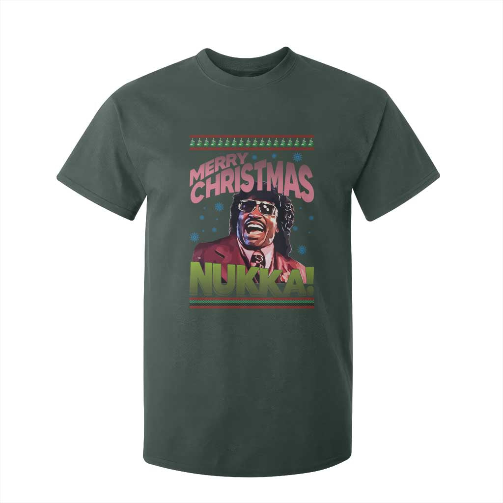 Funny Retro Merry Christmas Nukka Parody T Shirt For Kid Xmas Throwback Parody Urban Comedy TS02 Dark Forest Green Print Your Wear