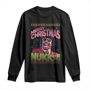Funny Retro Merry Christmas Nukka Parody Long Sleeve Shirt Xmas Throwback Parody Urban Comedy TS02 Black Print Your Wear