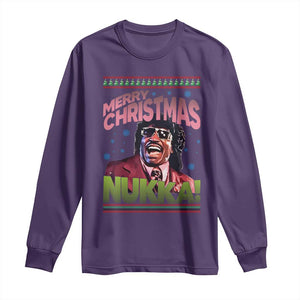 Funny Retro Merry Christmas Nukka Parody Long Sleeve Shirt Xmas Throwback Parody Urban Comedy TS02 Purple Print Your Wear