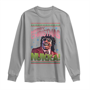 Funny Retro Merry Christmas Nukka Parody Long Sleeve Shirt Xmas Throwback Parody Urban Comedy TS02 Sport Gray Print Your Wear