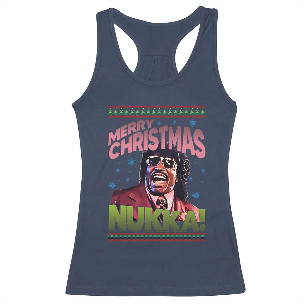 Funny Retro Merry Christmas Nukka Parody Racerback Tank Top Xmas Throwback Parody Urban Comedy TS02 Navy Print Your Wear