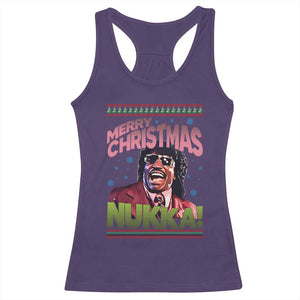 Funny Retro Merry Christmas Nukka Parody Racerback Tank Top Xmas Throwback Parody Urban Comedy TS02 Purple Print Your Wear