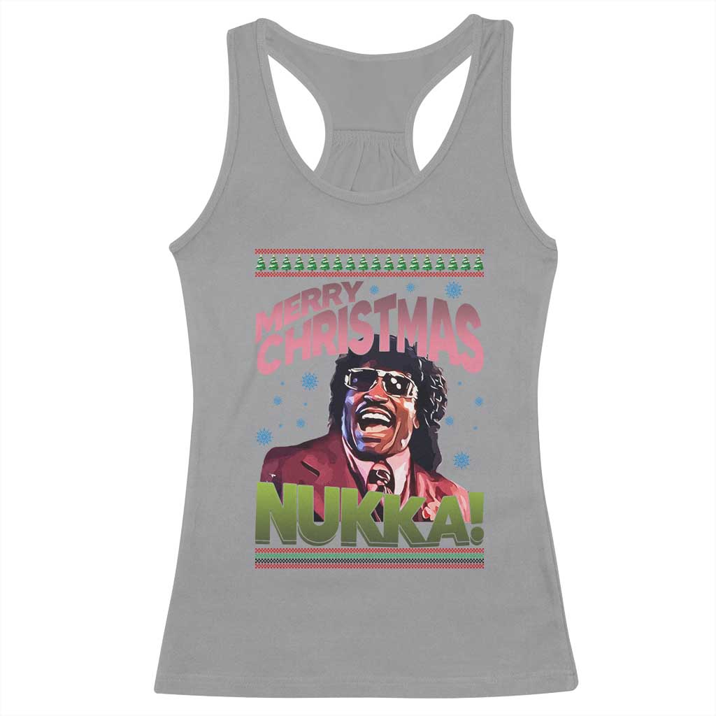 Funny Retro Merry Christmas Nukka Parody Racerback Tank Top Xmas Throwback Parody Urban Comedy TS02 Sport Gray Print Your Wear