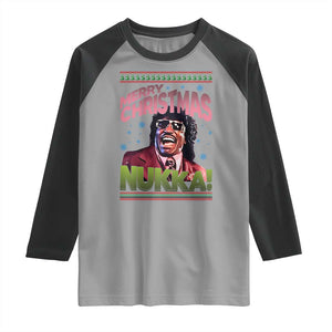 Funny Retro Merry Christmas Nukka Parody Raglan Shirt Xmas Throwback Parody Urban Comedy TS02 Sport Gray Black Print Your Wear