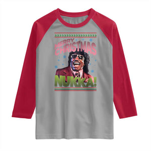 Funny Retro Merry Christmas Nukka Parody Raglan Shirt Xmas Throwback Parody Urban Comedy TS02 Sport Gray Red Print Your Wear