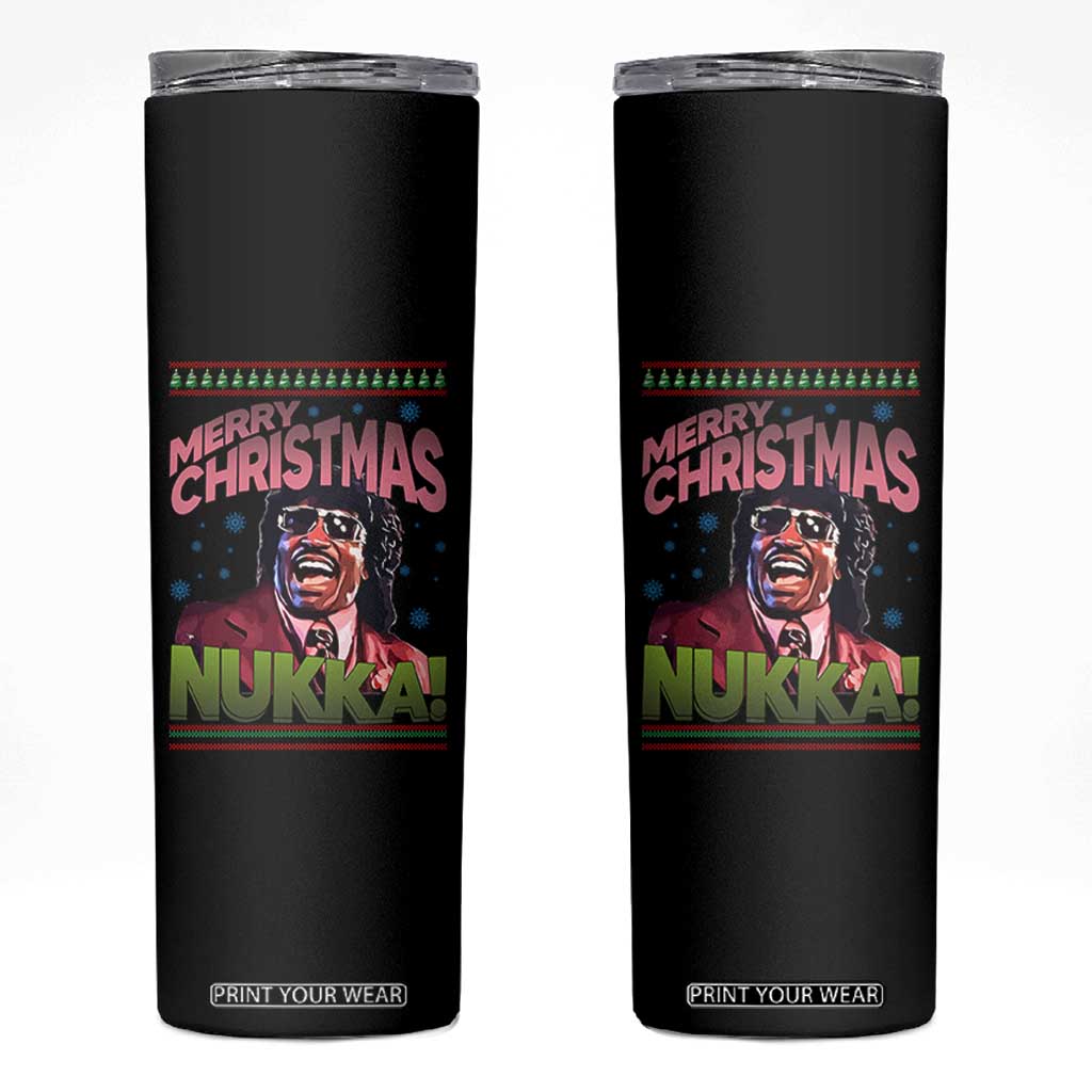 Funny Retro Merry Christmas Nukka Parody Skinny Tumbler Xmas Throwback Parody Urban Comedy TS02 Black Print Your Wear