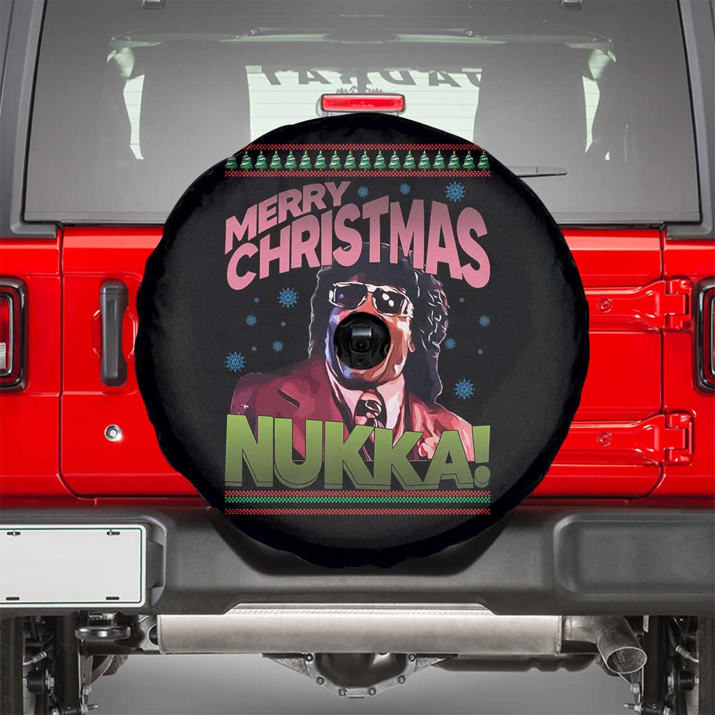 Funny Retro Merry Christmas Nukka Parody Spare Tire Cover Xmas Throwback Parody Urban Comedy TS02 Black Print Your Wear