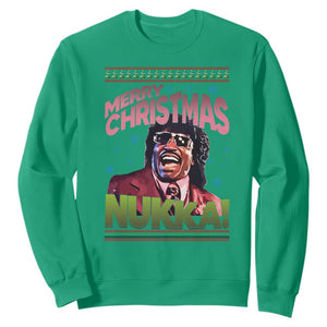 Funny Retro Merry Christmas Nukka Parody Sweatshirt Xmas Throwback Parody Urban Comedy TS02 Irish Green Print Your Wear