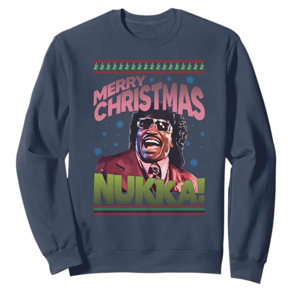 Funny Retro Merry Christmas Nukka Parody Sweatshirt Xmas Throwback Parody Urban Comedy TS02 Navy Print Your Wear