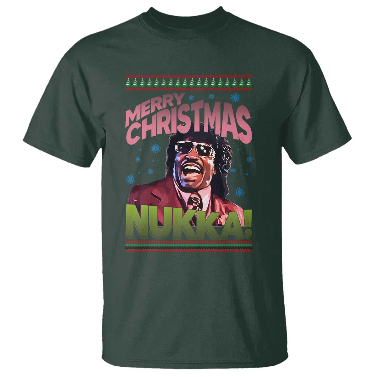 Funny Retro Merry Christmas Nukka Parody T Shirt Xmas Throwback Parody Urban Comedy TS02 Dark Forest Green Print Your Wear