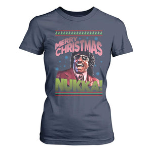Funny Retro Merry Christmas Nukka Parody T Shirt For Women Xmas Throwback Parody Urban Comedy TS02 Navy Print Your Wear