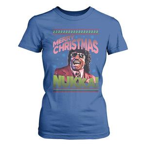 Funny Retro Merry Christmas Nukka Parody T Shirt For Women Xmas Throwback Parody Urban Comedy TS02 Royal Blue Print Your Wear