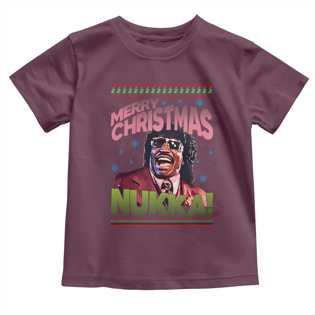 Funny Retro Merry Christmas Nukka Parody Toddler T Shirt Xmas Throwback Parody Urban Comedy TS02 Maroon Print Your Wear
