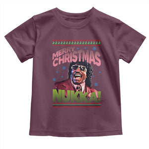 Funny Retro Merry Christmas Nukka Parody Toddler T Shirt Xmas Throwback Parody Urban Comedy TS02 Maroon Print Your Wear