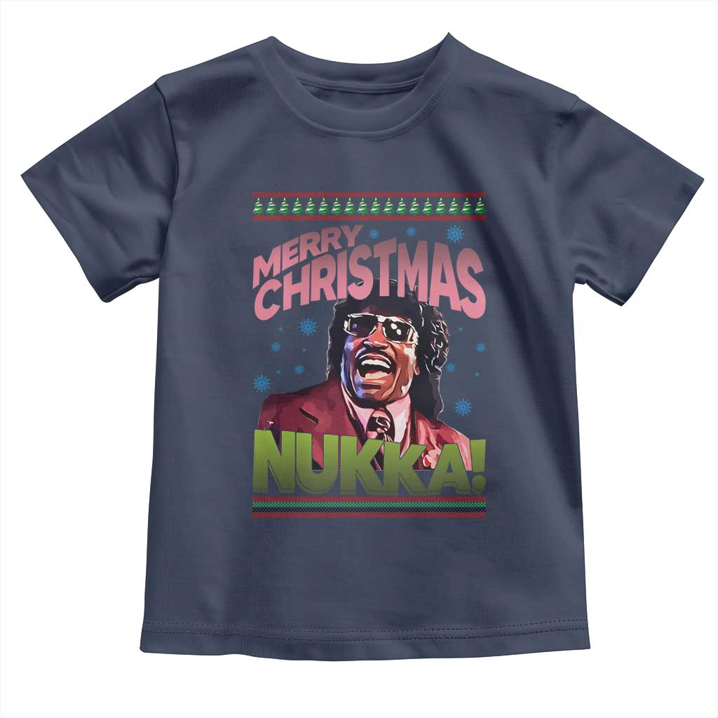 Funny Retro Merry Christmas Nukka Parody Toddler T Shirt Xmas Throwback Parody Urban Comedy TS02 Navy Print Your Wear