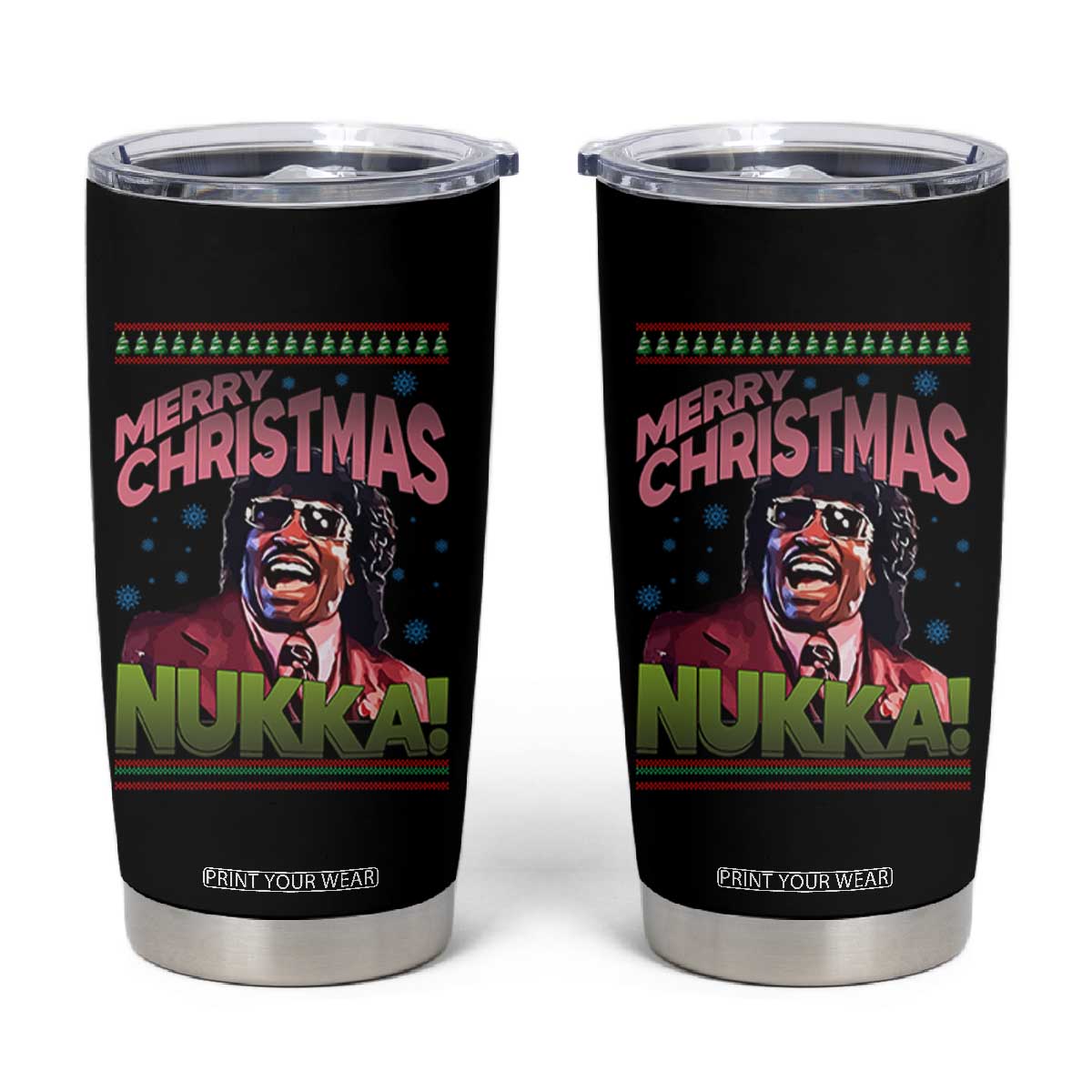 Funny Retro Merry Christmas Nukka Parody Tumbler Cup Xmas Throwback Parody Urban Comedy TS02 Black Print Your Wear