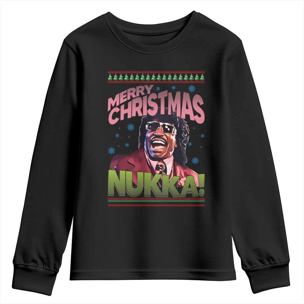 Funny Retro Merry Christmas Nukka Parody Youth Sweatshirt Xmas Throwback Parody Urban Comedy TS02 Black Print Your Wear