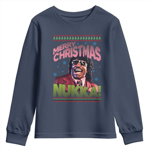 Funny Retro Merry Christmas Nukka Parody Youth Sweatshirt Xmas Throwback Parody Urban Comedy TS02 Navy Print Your Wear