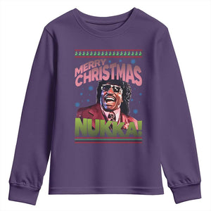 Funny Retro Merry Christmas Nukka Parody Youth Sweatshirt Xmas Throwback Parody Urban Comedy TS02 Purple Print Your Wear