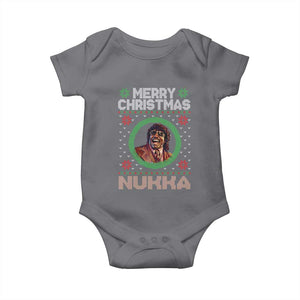 Funny Retro Merry Christmas Nukka Parody Baby Onesie Holiday Cheer 90s Xmas Throwback Parody TS02 Charcoal Print Your Wear