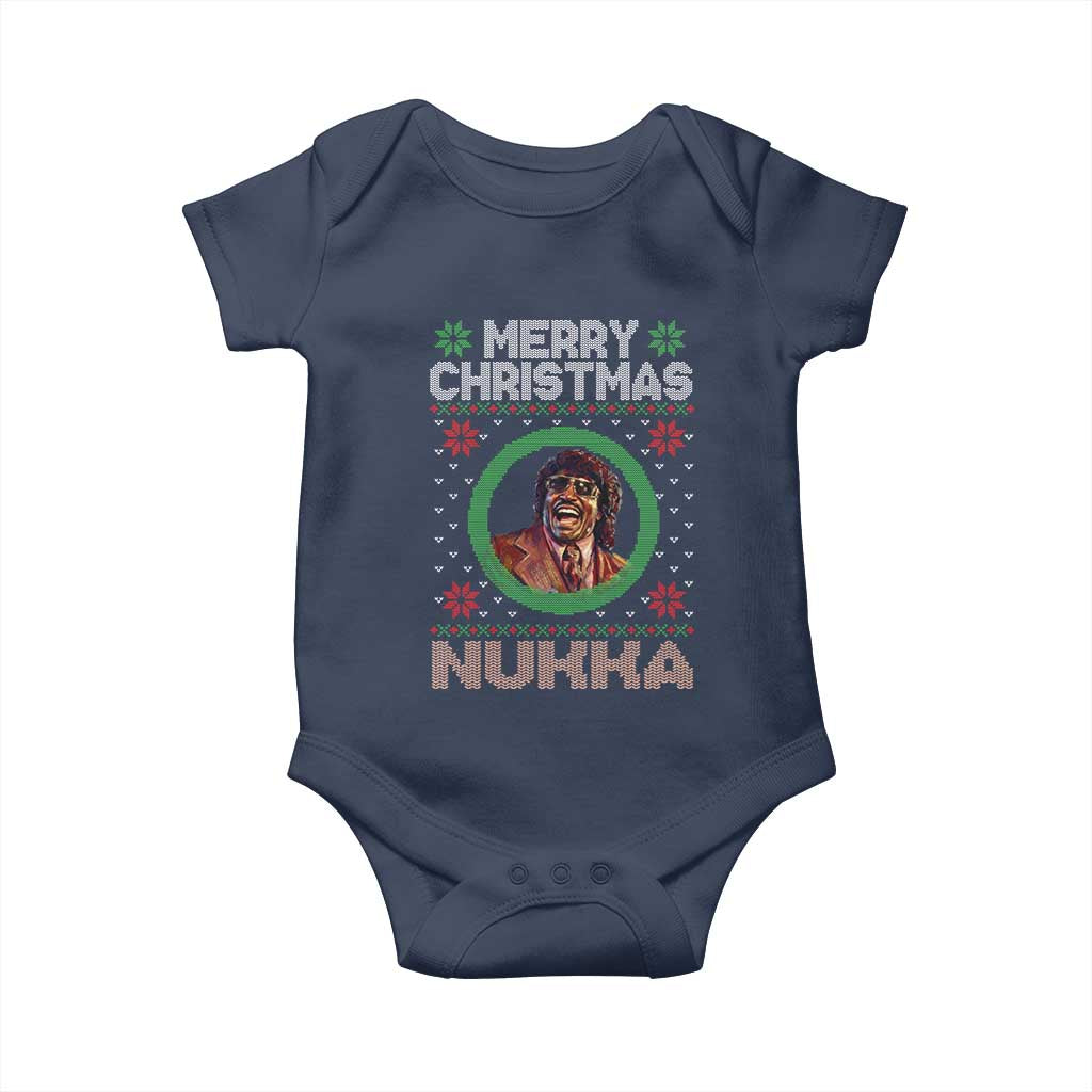 Funny Retro Merry Christmas Nukka Parody Baby Onesie Holiday Cheer 90s Xmas Throwback Parody TS02 Navy Print Your Wear