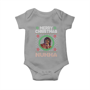Funny Retro Merry Christmas Nukka Parody Baby Onesie Holiday Cheer 90s Xmas Throwback Parody TS02 Sport Gray Print Your Wear