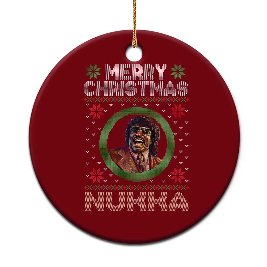 Funny Retro Merry Christmas Nukka Parody Ceramic Ornament Holiday Cheer 90s Xmas Throwback Parody TS02 1pc Red Print Your Wear
